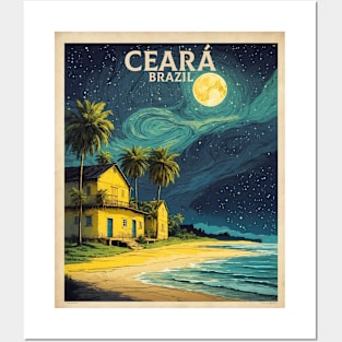 Ceara Brazil Starry Night Vintage Tourism Travel Poster Posters and Art